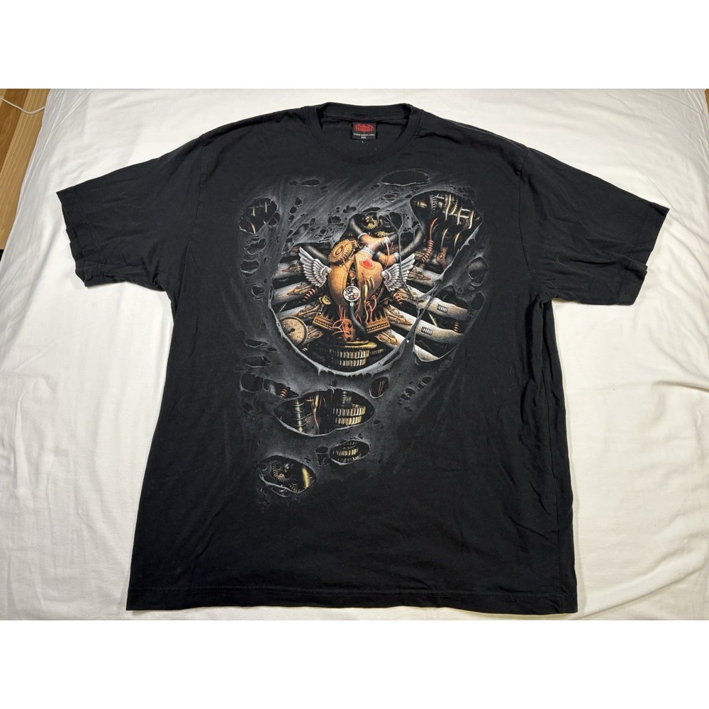 Spiral Direct Clockwork Heart Steampunk T Shirt Mens XXL Biomechanical Ripped